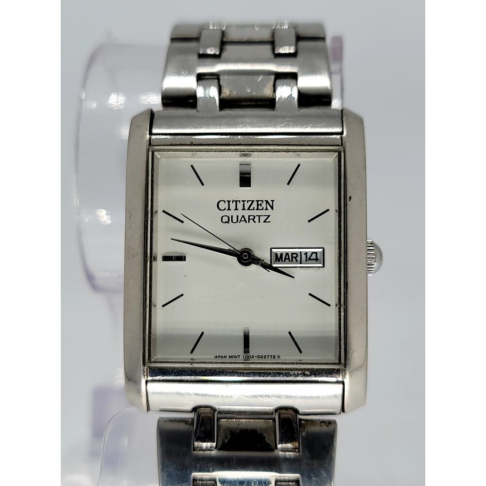 _silver Rectangular Citizen Quartz Watch With Whi… - image 1